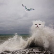 Схема вышивки «Кот из морской пены.»