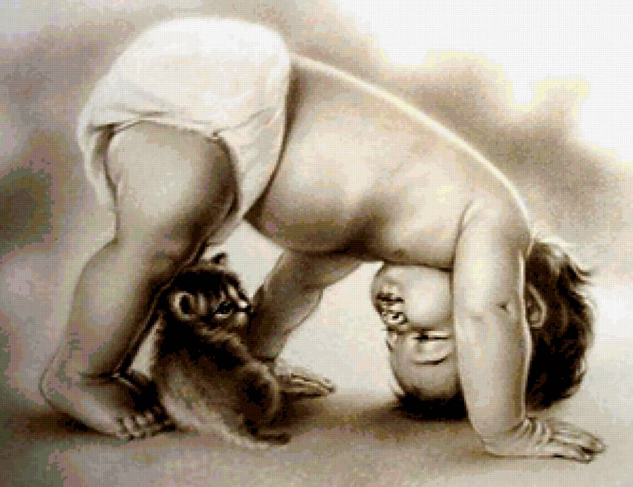 Поиграем? - кот, дети - предпросмотр