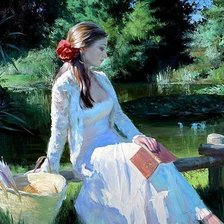 Схема вышивки «Девушка-картина»