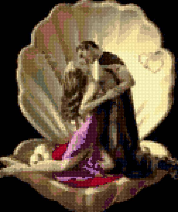 жемчужный поцелуй - женщина, люди, раковина, мужчина - предпросмотр