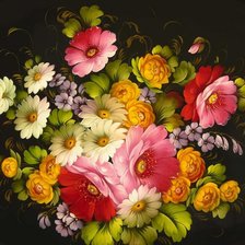 Схема вышивки «Жостовский мотив. Для подушечки.»