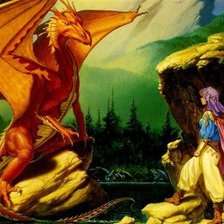 Схема вышивки «девочка и дракон»