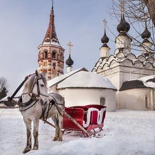 Схема вышивки «Лошадь с санями»