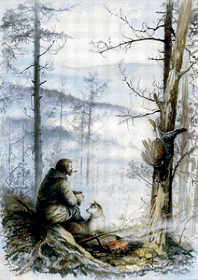 Белое безмолвие - животные, мужчина, люди, зима, собаки, пейзаж - предпросмотр