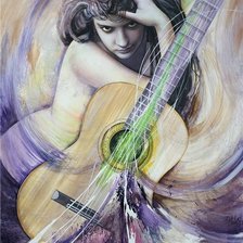 Схема вышивки «девушка  с  гитарой»