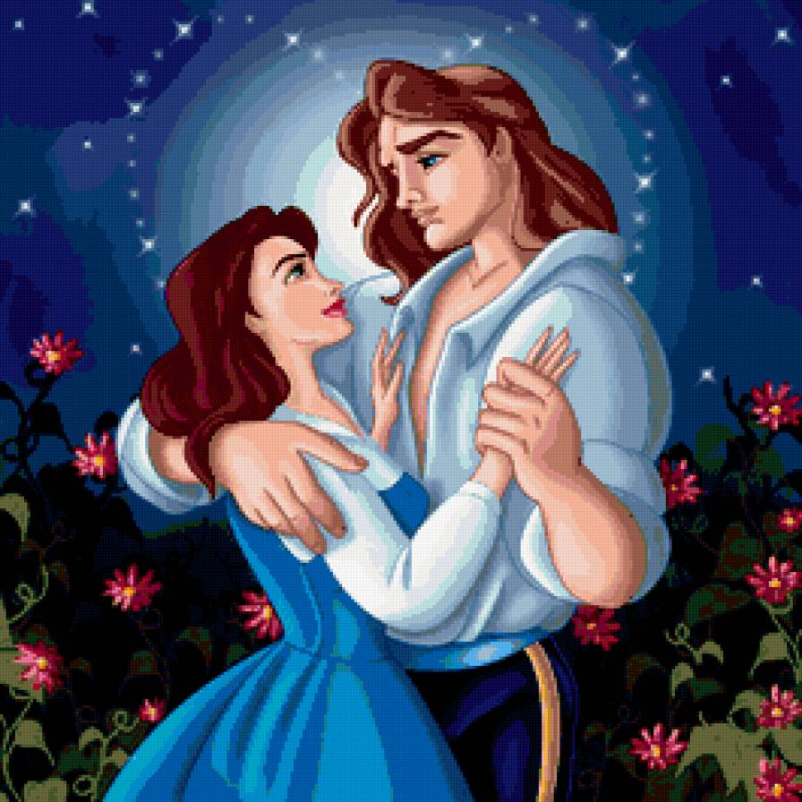 красавица и чудовище - любовь, детям, романтика, подушка, дисней, детская, белль, мультик - предпросмотр