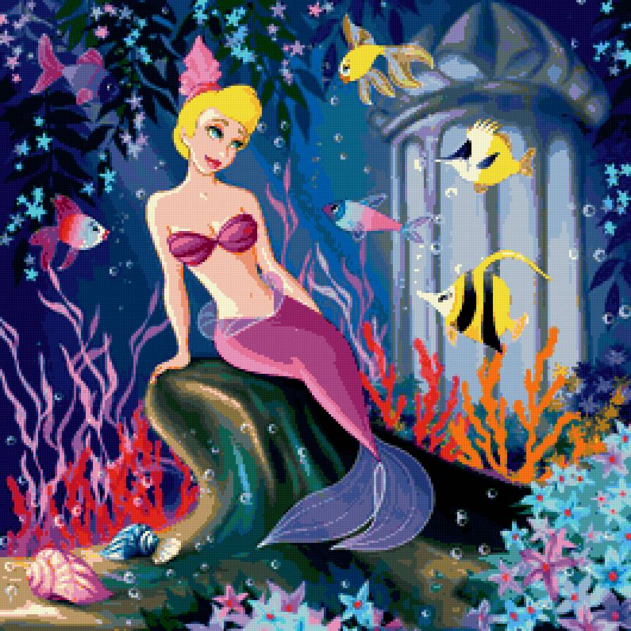 русалочка - мультик, подушка, дисней, детская, мультяшки, рыбки, детям - предпросмотр