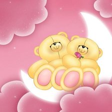 Схема вышивки «Мишки на месяце»