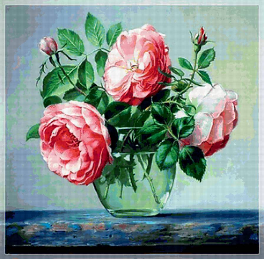 розы в вазе - предпросмотр