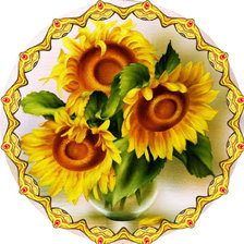 Схема вышивки «подсолнухи в вазе»