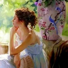 Схема вышивки «женщина в живописи»