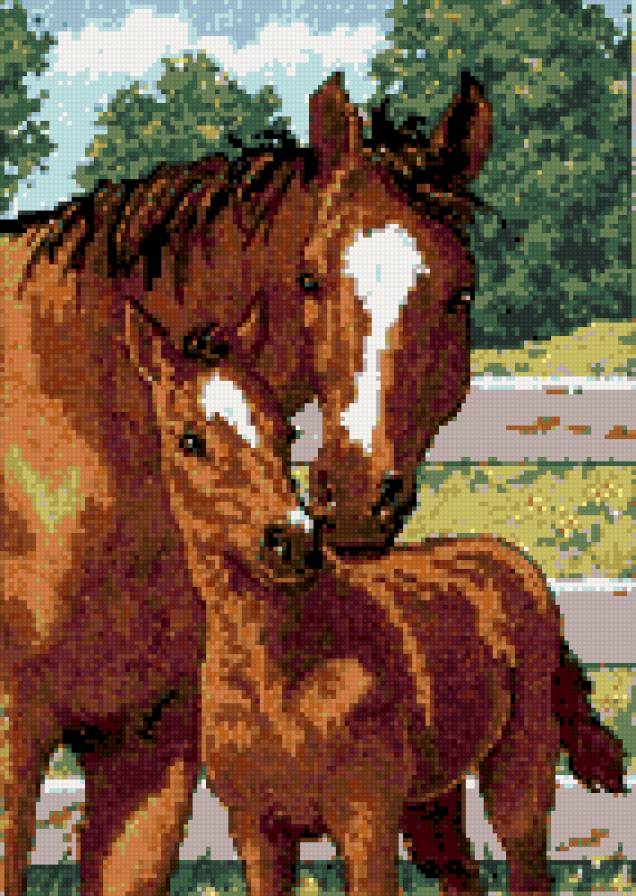 лошадь с жеребенком - предпросмотр