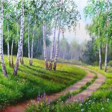 Схема вышивки «Дорога в березовой роще»