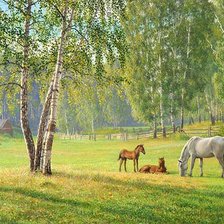 Схема вышивки «Прогулки лошадей»