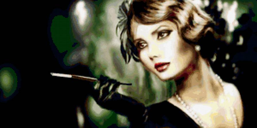 Дама - рисунок, рэтро, девушки - предпросмотр