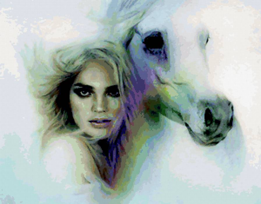 Девушка с лошадью. - лошадь, девушки - предпросмотр