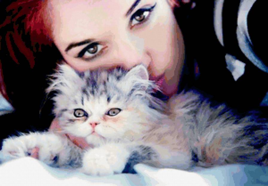 Девушка. - девушки, кот - предпросмотр