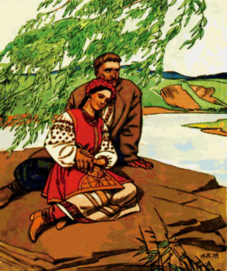 На берегу Днепра - мужчина, люди, девушка - предпросмотр