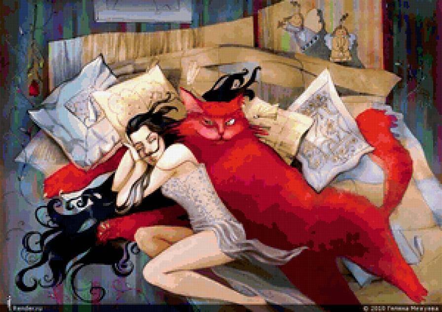 Сон. - кот, девушка - предпросмотр