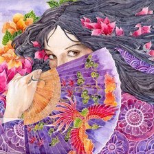 Схема вышивки «Девушка с веером»