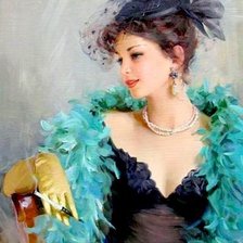 Схема вышивки «женщина в живописи»