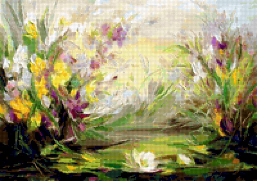 Цветы Сергеев - пейзаж, живопись, кувшинка, цветы - предпросмотр