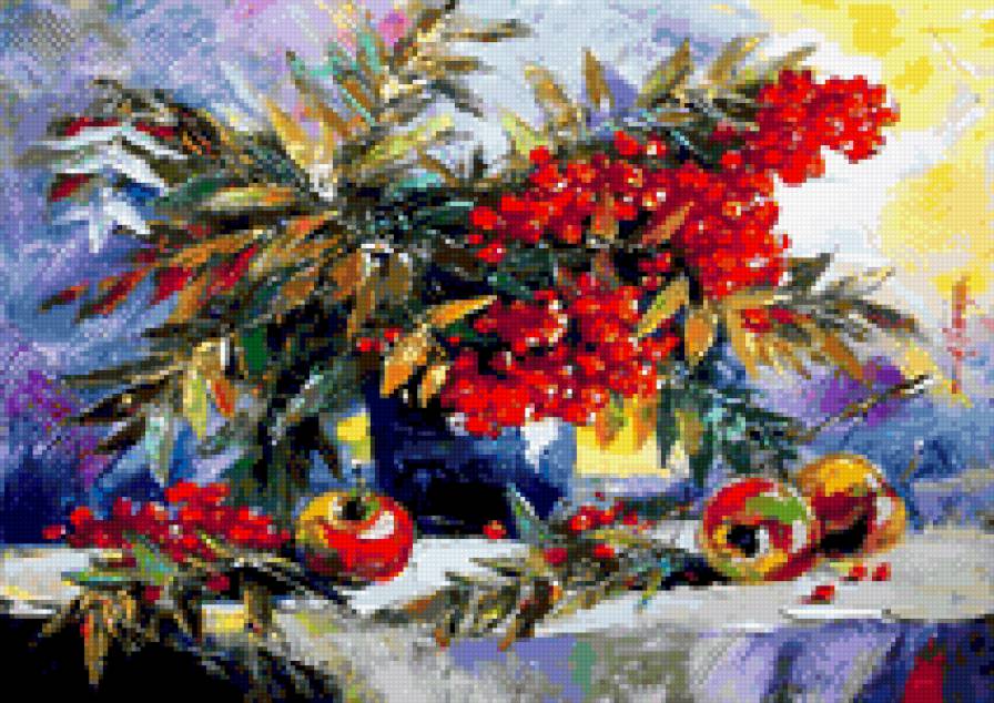 Рябина - натюрморт, живопись, рябина - предпросмотр