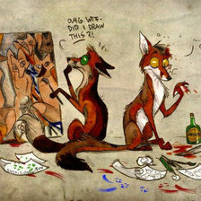 Схема вышивки «лис художник»