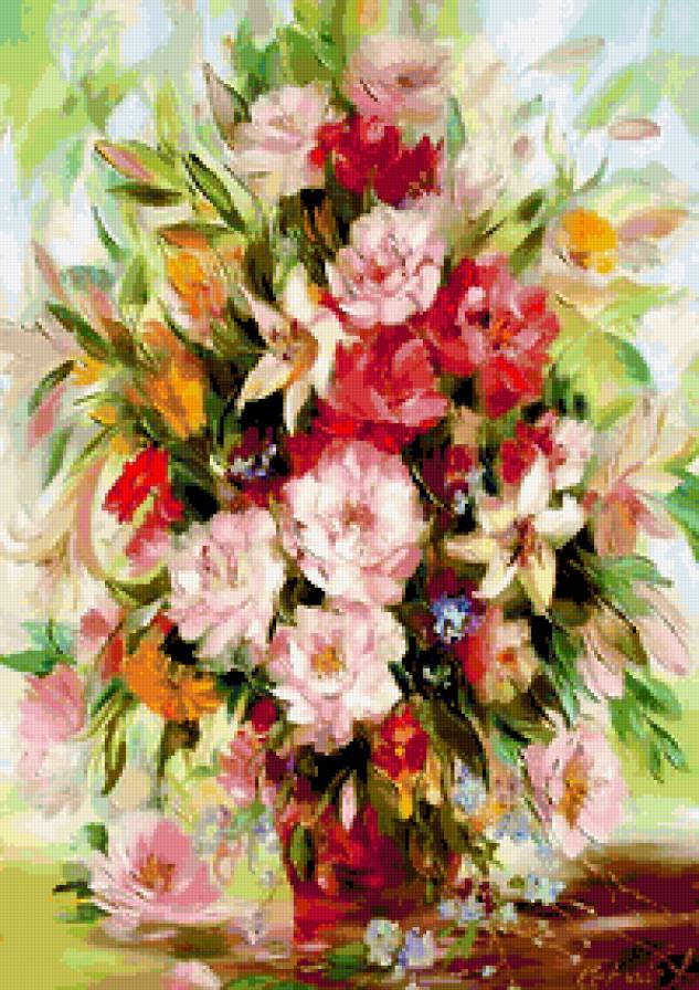 Натюрморт Сергеев - живопись, букет, натюрморт, цветы - предпросмотр