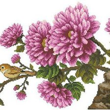 Схема вышивки «Птеньчики на цветах»