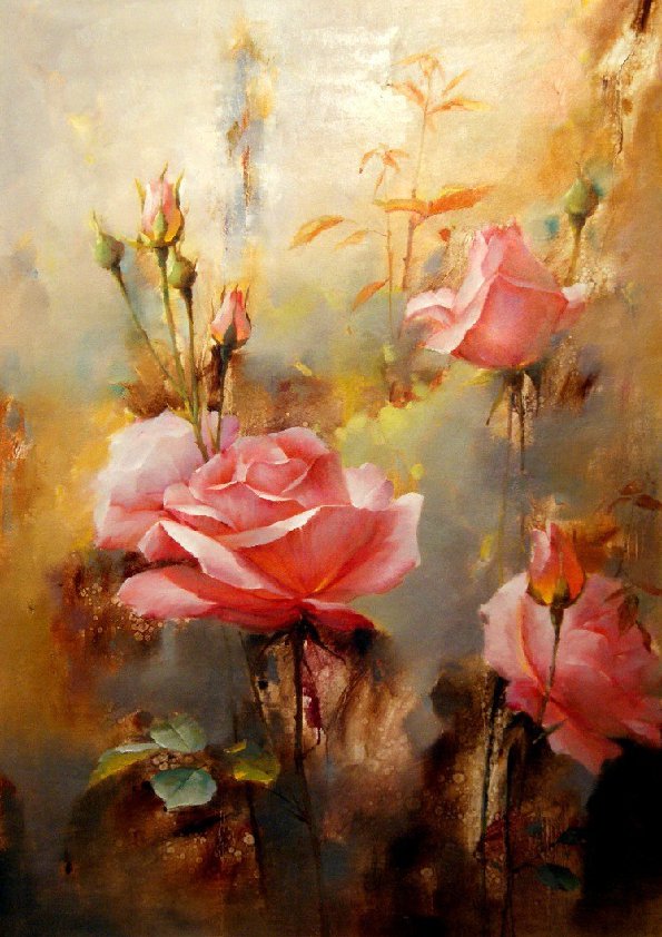 Розы - розы, живопись, цветы, натюрморт - оригинал