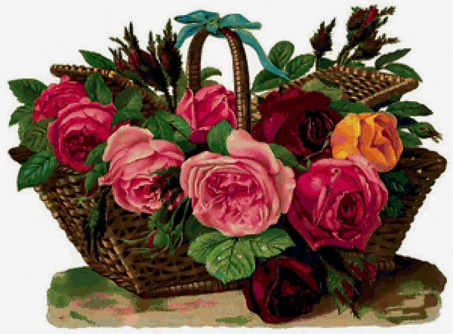 розы в корзине - предпросмотр