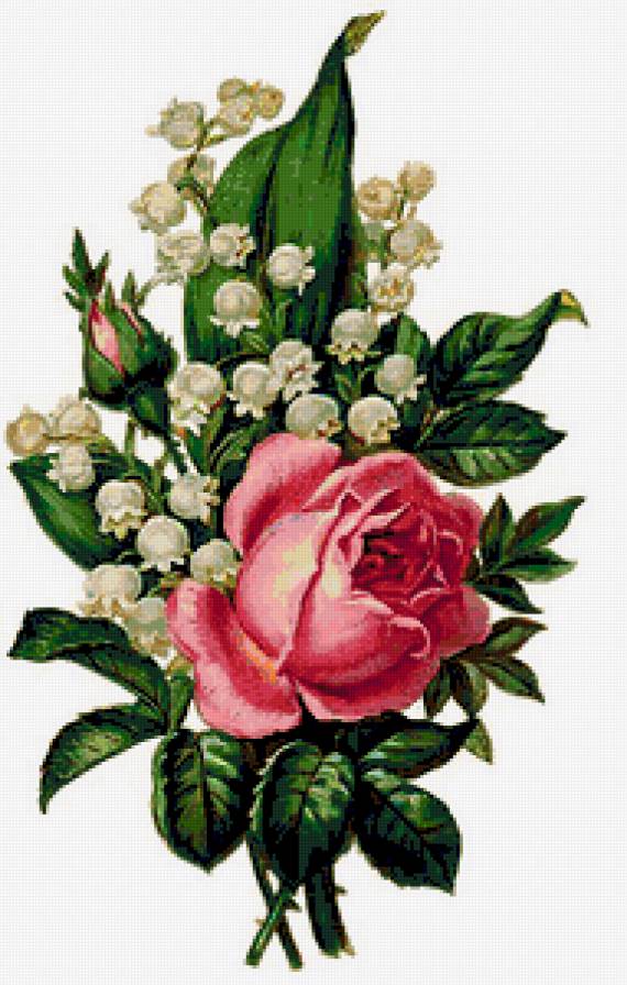 ландыши и роза - предпросмотр