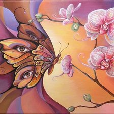 Схема вышивки «Бабочка и орхидея»