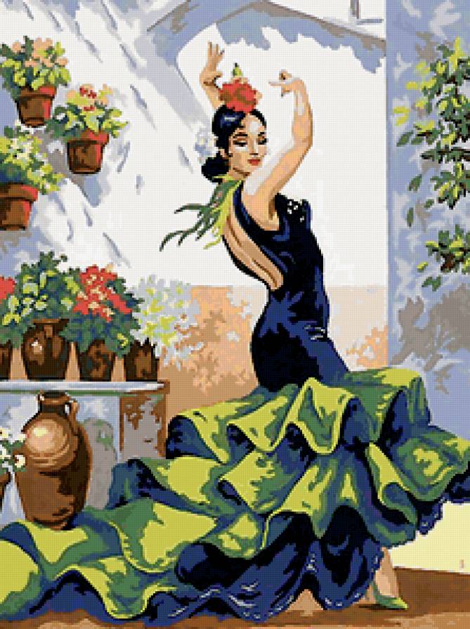 Танцующая фламенко - девушка - предпросмотр