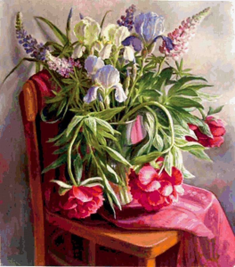 Букет - пионы, цветы, букет, ирисы - предпросмотр