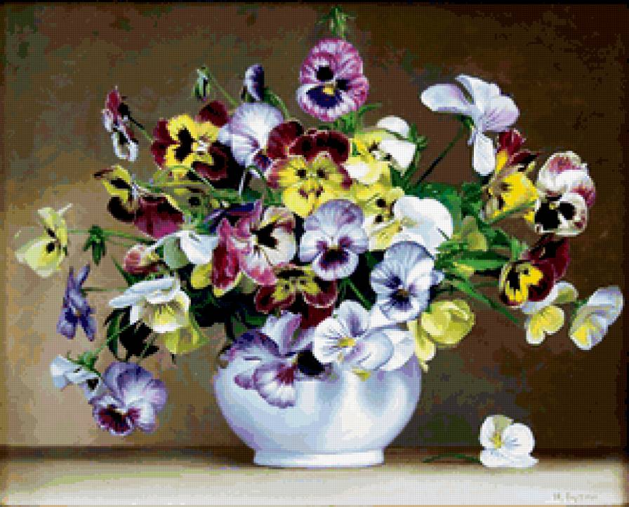 анютки - букет, анютки, анютины глазки, цветы - предпросмотр