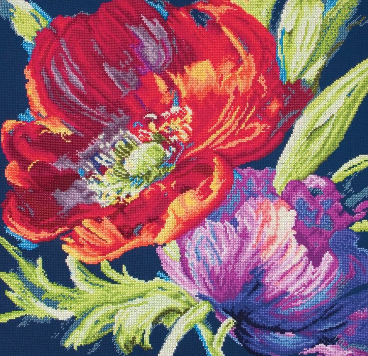 МАКИ - цветы, синий, маки, красный - оригинал