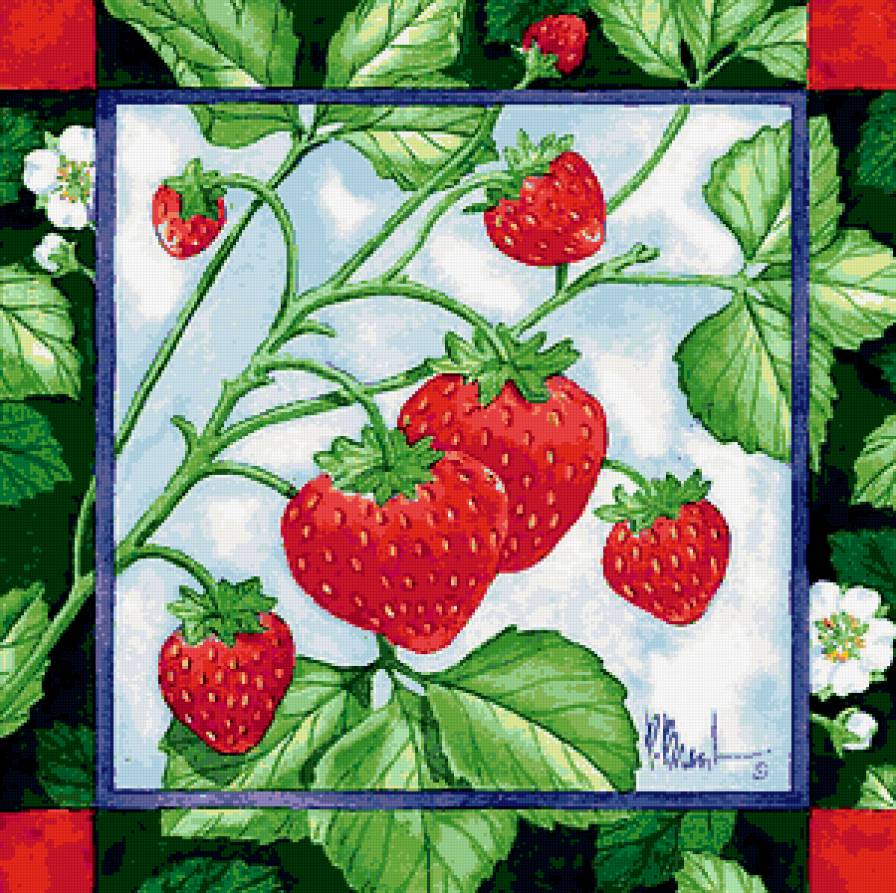 Подушка "Клубнички" - салфетка, клубника, подушка, ягоды - предпросмотр