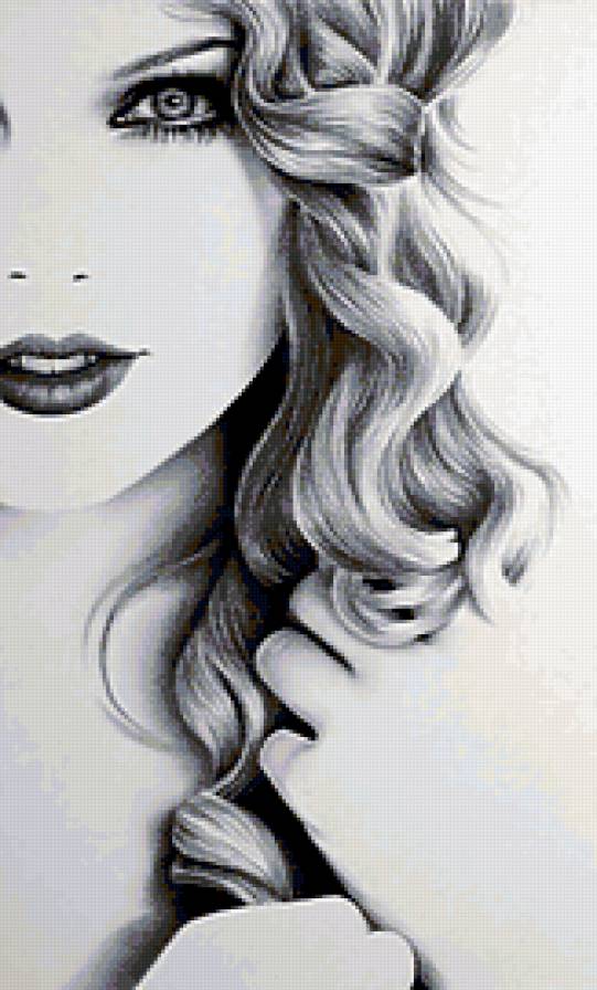 Карандашный портрет - девушка, портрет - предпросмотр