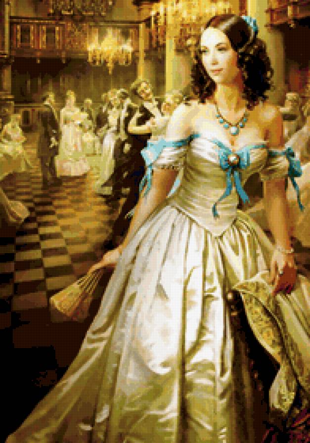 на балу - девушка, любовь, красота, бал, картина - предпросмотр