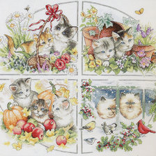 Схема вышивки «Кошкины Времена Года»