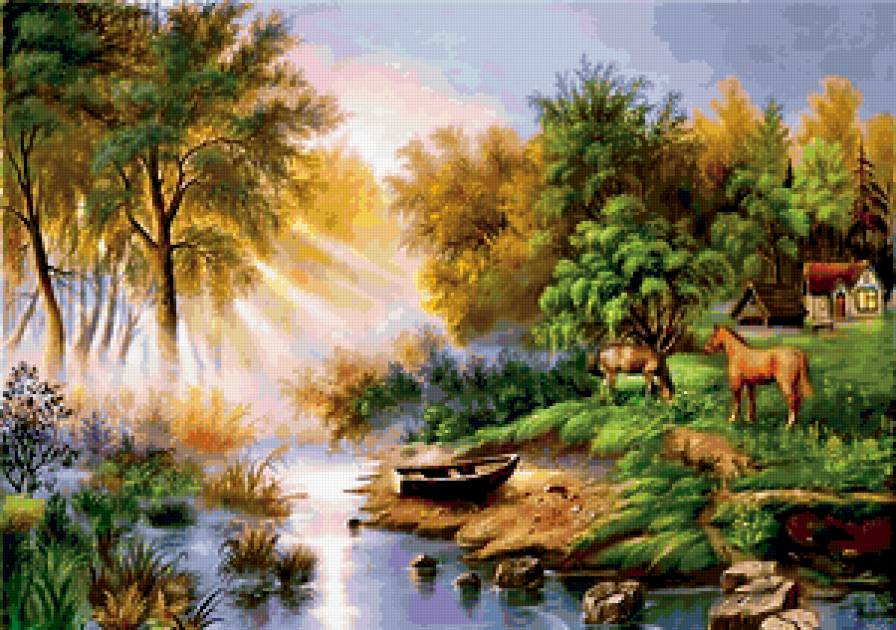 Райское место - лошади, лес, дом, райское место - предпросмотр