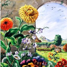 Пейзаж с цветами