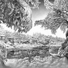 Схема вышивки «Черно-белый пейзаж»