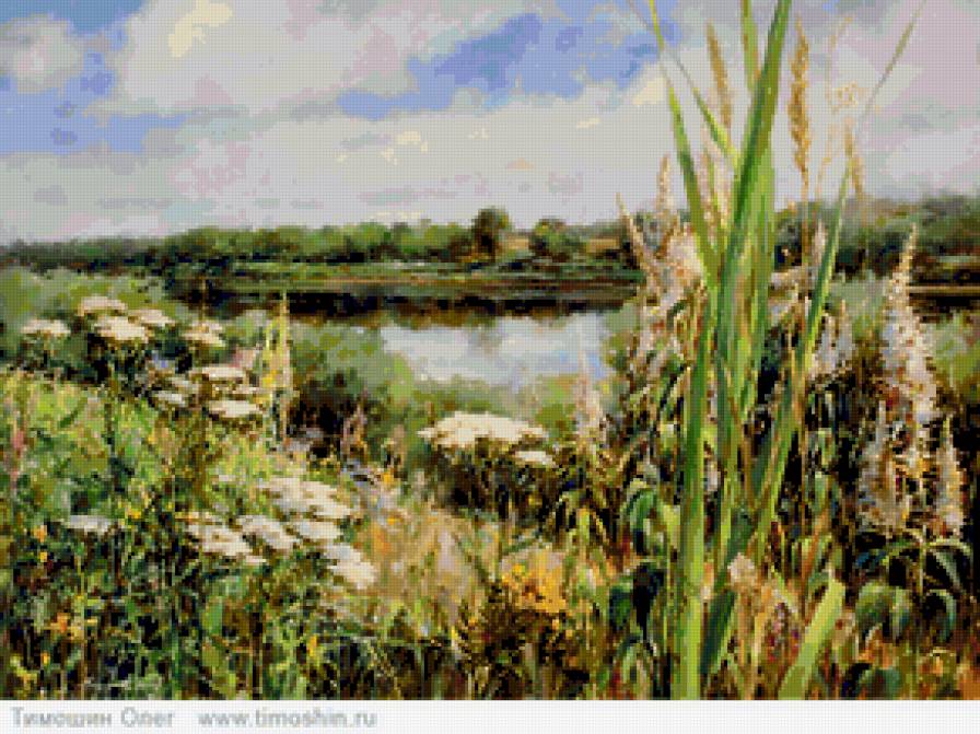 пейзаж - природа, цветы, поле, озеро, пейзаж, луг - предпросмотр