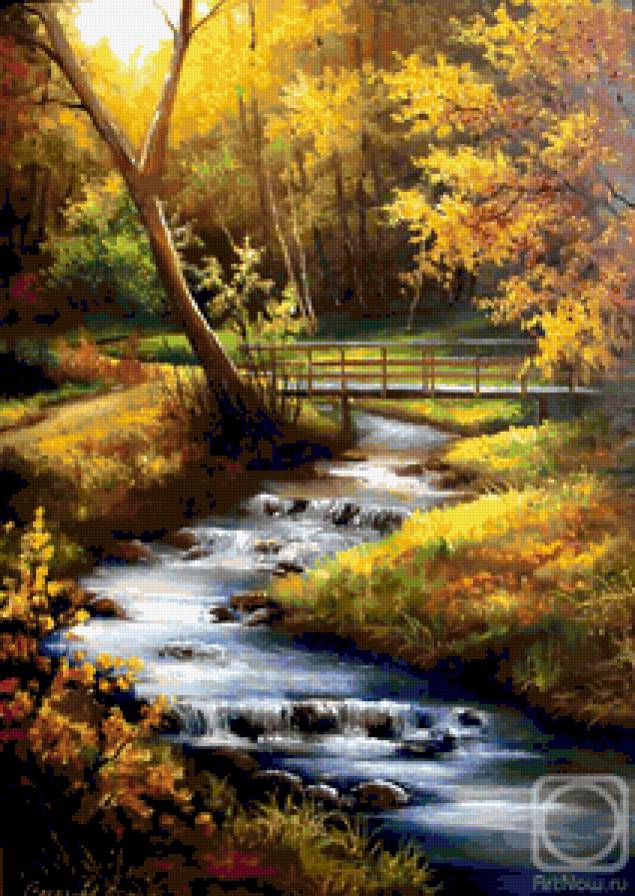 осенний пейзаж - вода, природа, осень, лес, пейзаж, водопад - предпросмотр