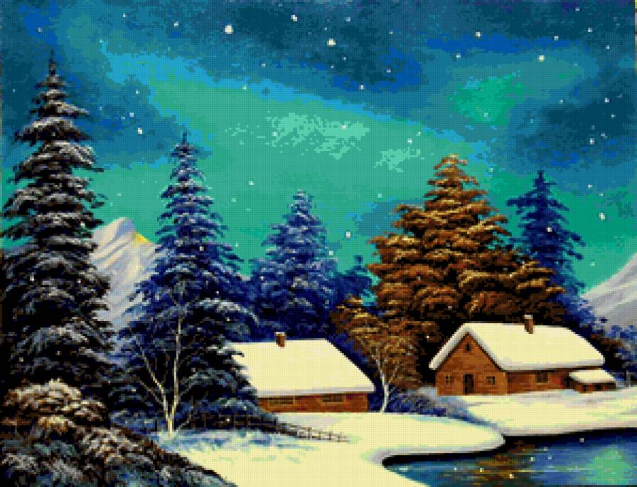 пейзаж - зима, село, деревня, пейзаж, природа - предпросмотр