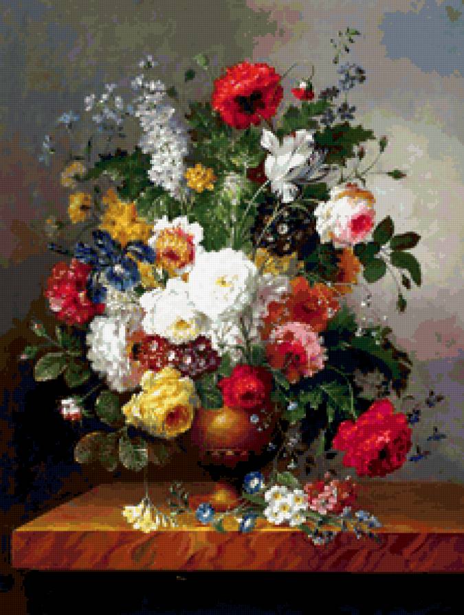 букет - букет, цветы, ромашки, маки, розы, тюльпен - предпросмотр