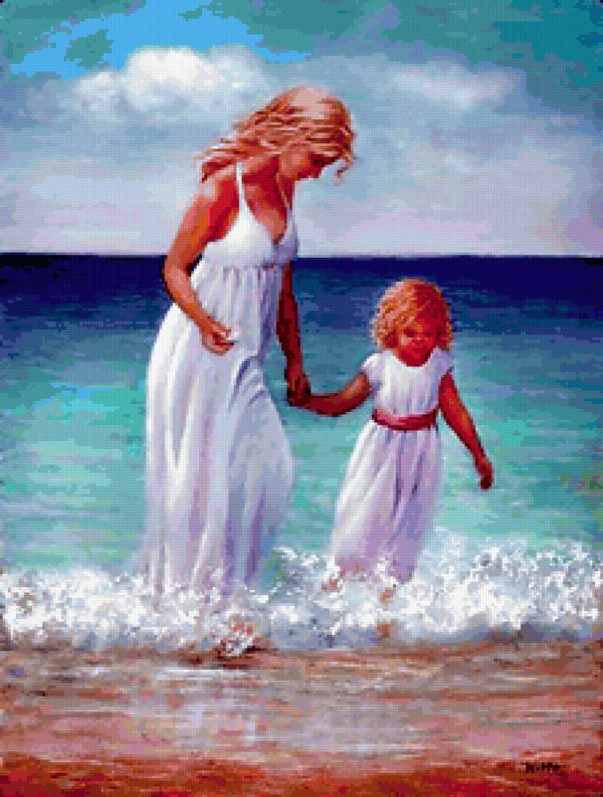 Мама и малышка - мама, дети, море - предпросмотр